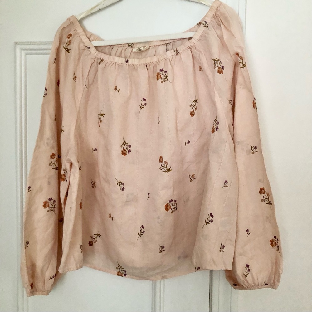 Ana Floral Boho Peasant Blouse Top Cotton Blush Pink XXL